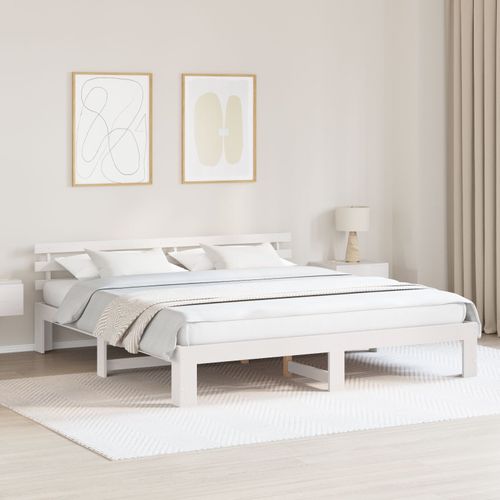 Vidaxl Cadre De Lit Blanc Bois Massif 200 X 200 Cm Accoudoirs Réglables