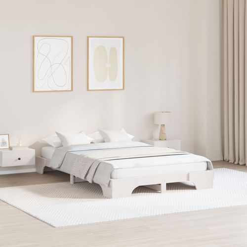 Vidaxl Cadre De Lit Blanc Bois 140 X 190 Cm Cadre De Lit Rectangulaire