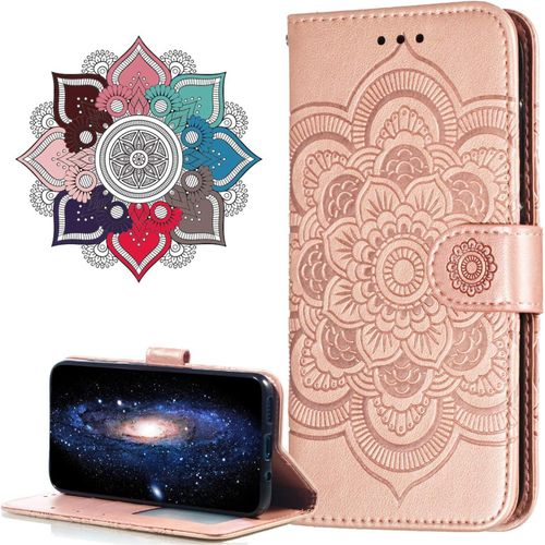 Cuir Premium Coque Pour Realme 6, [Stand Support] [Porte-Cartes De Credit] [Fermeture Magnetique] Portefeuille Etui Housse Pour Realme 6. Ld Mandala Rose