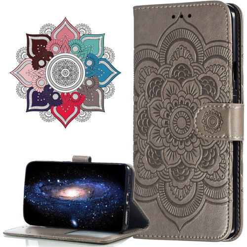 Cuir Premium Coque Pour Oppo Find X2 Neo 5g, [Stand Support] [Porte-Cartes De Credit] [Fermeture Magnetique] Portefeuille Etui Housse Pour Oppo Find X2 Neo 5g. Ld Mandala Grey