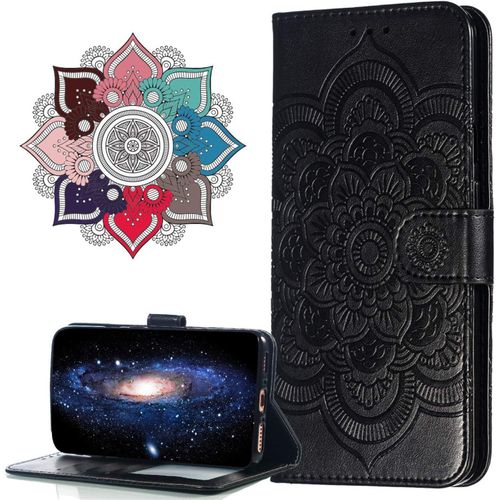 Cuir Premium Coque Pour Oppo Find X2 Neo 5g, [Stand Support] [Porte-Cartes De Credit] [Fermeture Magnetique] Portefeuille Etui Housse Pour Oppo Find X2 Neo 5g. Ld Mandala Black