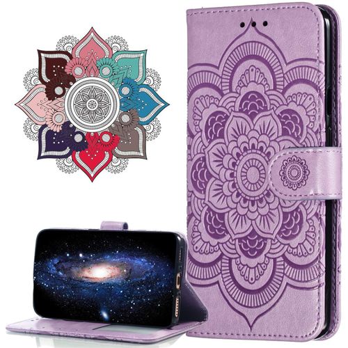 Cuir Premium Coque Pour Oppo Find X2 Neo 5g, [Stand Support] [Porte-Cartes De Credit] [Fermeture Magnetique] Portefeuille Etui Housse Pour Oppo Find X2 Neo 5g. Ld Mandala Purple