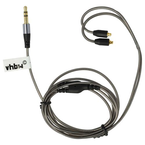 vhbw Câble audio AUX compatible avec Logitech Ultimate Ears UE 900 casque - Avec prise jack 3,5 mm, 120 cm, gris