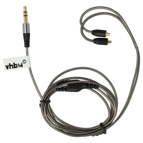 vhbw Câble audio AUX compatible avec Westone UM Pro 30, UM Pro 50, W10, W20, W30, W40 casque - Avec prise jack 3,5 mm, 120 cm, gris