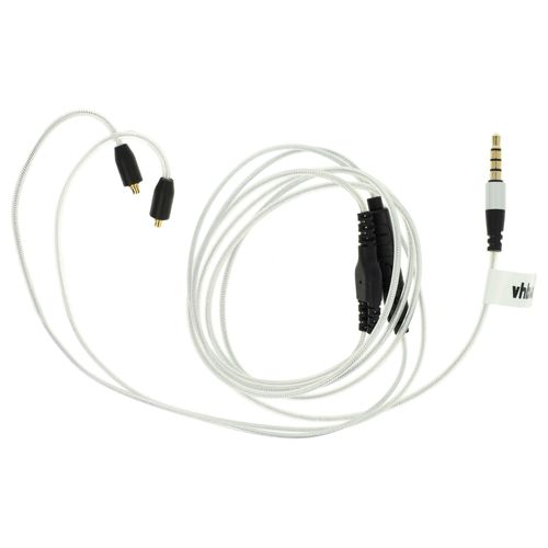 vhbw Câble audio AUX compatible avec Audiosense T100, TK200 casque - Avec prise jack 3,5 mm, 120 cm, argenté