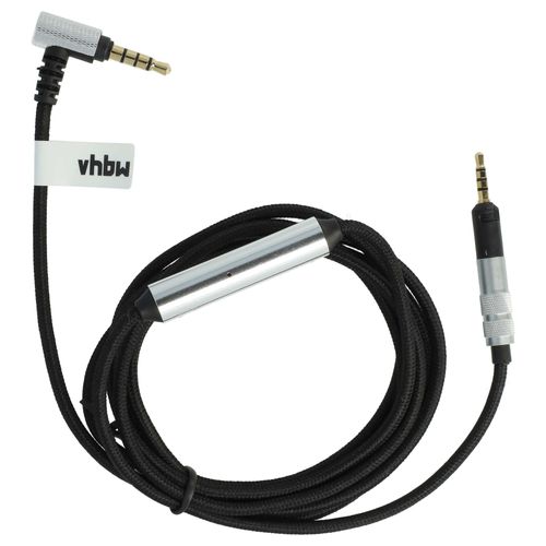 vhbw Câble audio AUX compatible avec AKG Y40, Y50, Y45 casque - Avec prise jack 3,5 mm, 150 cm, noir / argenté