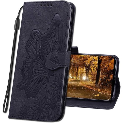 Coque Pour Xiaomi Redmi Note 9t Rabat Etui, Xiaomi Redmi Note 9t 5g Protection Housse En Cuir Pu, Coques Portefeuille Pour Xiaomi Redmi Note 9t 5g. Cy2 Butterfly Black