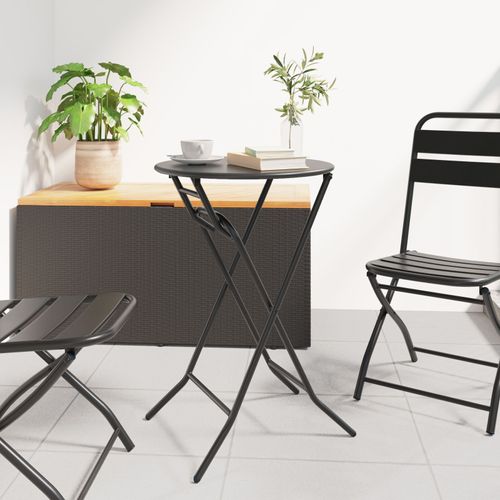 Vidaxl Table De Jardin Pliante Anthracite Ø50x72 Cm Acier