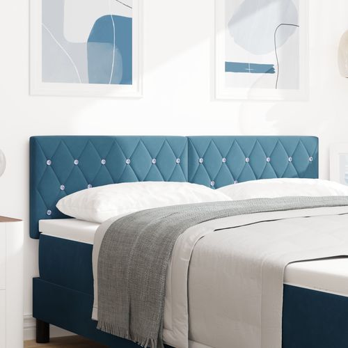 Tête De Lit Vidaxl Avec Boutons En Cristal Capitonnée Velours Bleu Foncé 160 Cm