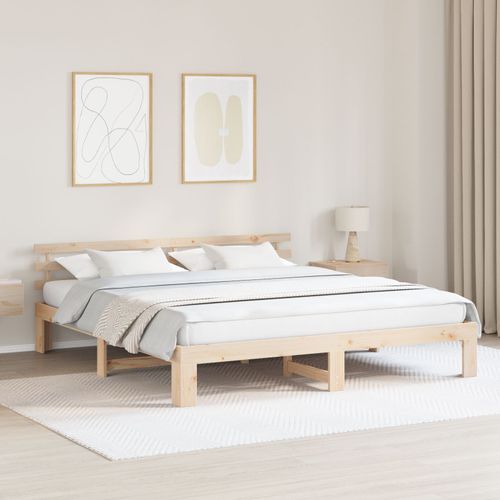 Vidaxl Cadre De Lit En Bois De Pin Naturel Bois De Pin Massif 200 X 200 Cm