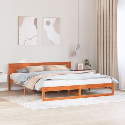 Vidaxl Cadre De Lit Marron Ciré Bois De Pin Massif 200 X 200 Cm Durable