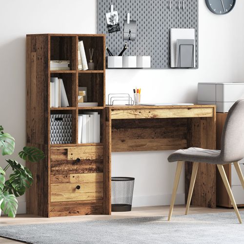 Vidaxl Bureau Avec Rangement Vieux Bois Bois D'ingénierie