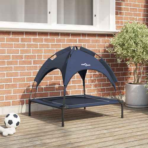 Vidaxl Lit Pour Chien Surélevé Bleu Marine Tissu, Métal 71 X 64 X 71 Cm