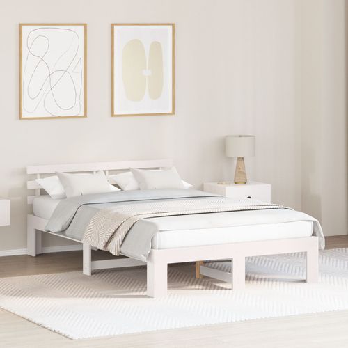 Vidaxl Cadre De Lit En Bois De Pin Blanc Bois De Pin Massif 120 X 190 Cm