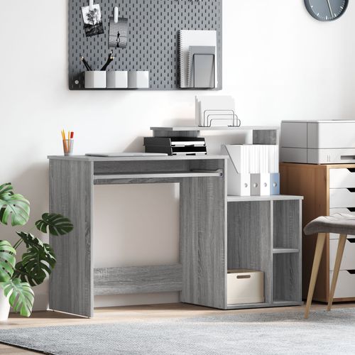 Vidaxl Bureau Avec Rangement Gris Sonoma 120,5 X 44 X 88,5 Cm Bois D'ingénierie