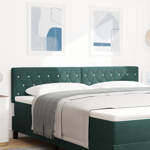 Tête De Lit Vidaxl Boutons En Cristal Capitonnés Vert Foncé 180 Cm Velours