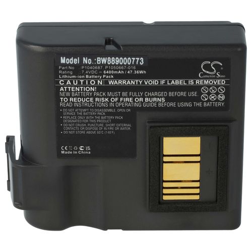 vhbw Batterie remplacement pour Zebra BTRY-MPP-68MA1-01, P1040687 pour imprimante, scanner, imprimante d'étiquettes (6400mAh, 7,4V, Li-ion)