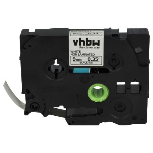 vhbw Ruban compatible avec Brother P-Touch 1010, 1080, 1090, 1200, série 1000, 1200P imprimante d'étiquettes 9mm Noir sur Blanc, plastique