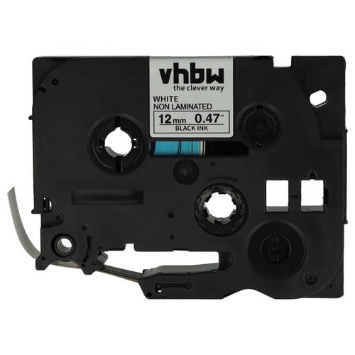 vhbw Ruban compatible avec Brother P-Touch H110, H108GT, H110BK, H200, H300, H300LI imprimante d'étiquettes 12mm Noir sur Blanc, plastique