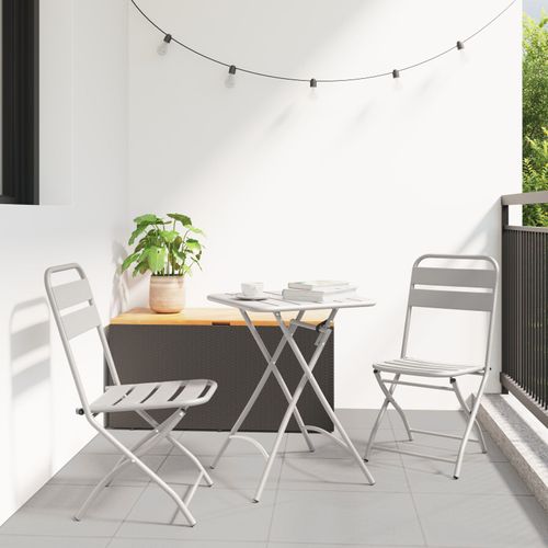 Vidaxl Chaises De Jardin Pliantes 2 Pcs Beiges 42x52x82 Cm Acier Enduit De Poudre