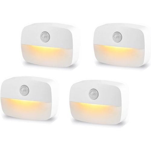 Lot De 4 Lumières À Détecteur De Mouvement Pour L'intérieur, Veilleuse À Détecteur De Mouvement, Alimentées Par Piles Sur Placard, Escaliers, Couloir, Cuisine, Chambre À Coucher