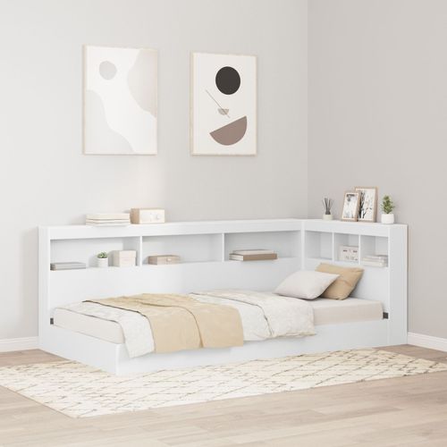Vidaxl Lit Étagère Blanc 90x200 Cm En Bois Aggloméré