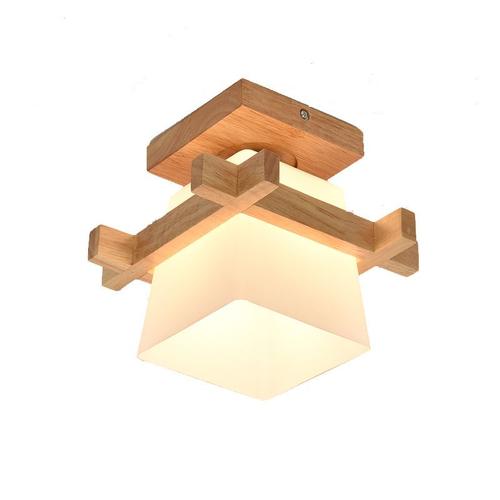 Simple Japon Tatami E27 Bois Lampe Allée Couloir Porche Balcon Plafonniers Moderne Verre Plafonnier