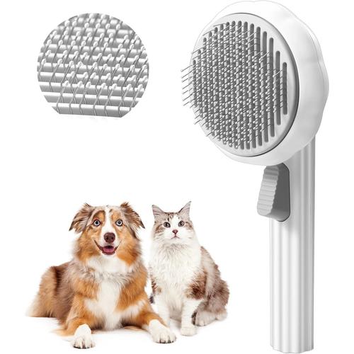 Brosse Chats Chiens, Autonettoyante Brosse Chat Poil Long Court, Peigne Chien Pour Eliminer Efficacement De Poils Morts Poils Tomentose Et Sous-Poil Tangles