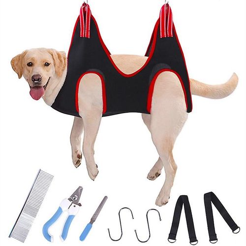 Harnais De Hamac De Toilettage Pour Chien De Compagnie Avec Coupe-Ongles, Coupe-Ongles, Lime À Ongles, Peigne, Sac De Retenue Respirant Pour Hamac Pour Chien, Aide À L'écharpe De Toilettage Pour Chien M