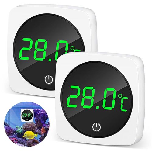 2 Pièces Thermomètres Électroniques D'aquarium Thermomètre Digital De Mini Led Thermomètre D?Eau Numérique Étanche Led Thermomètre De Réservoir De Poissons À Haute Précision