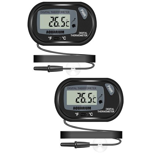 Thermomètre Lcd Numérique D'aquarium Avec Ventouses Et Sonde Étanche Pour Aquarium Fish Tank, Vivarium Reptile Terrarium (2pcs)