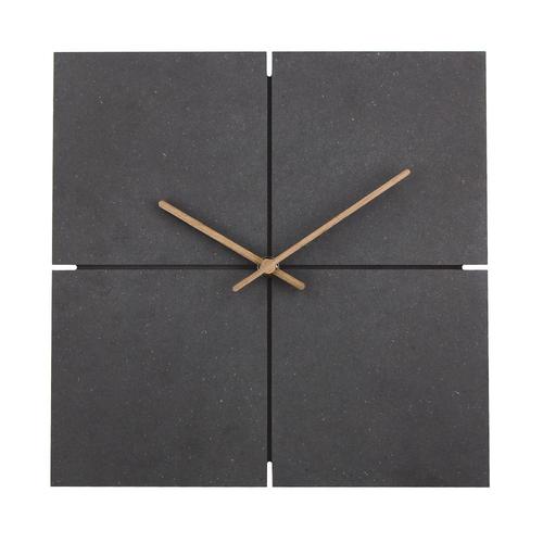 Pendule Murale en Bois, Horloge Carrée Silencieuse, Horloge Murale Mince Moderne, Basics Horloge Murale Traditionnelle, Décoration pour Chambre, Salon, Bureau(28cm, Épaisseur 5mm, Carré, Noir)