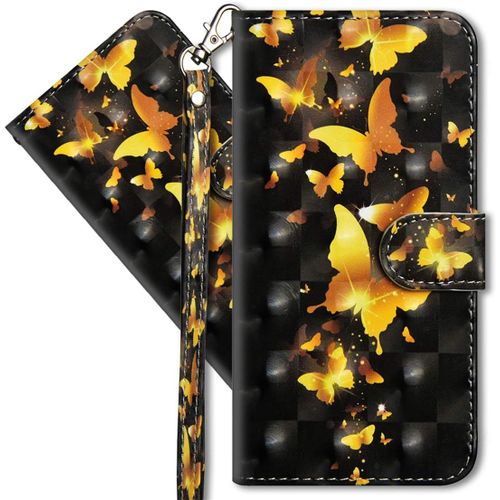 Oppo Find X2 Lite Etui A Rabat 3d Design Portefeuille Housse [Magnetique] [Fonction Stand] [Porte Carte] Pu Cuir Protection Coque Pour Oppo Find X2 Lite 5g. Yx Golden Butterfly