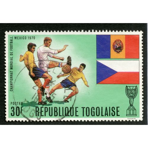 Timbre Oblitéré République Togolaise, Championnat Mondial De Football Mexico 1970, Postes 30 F
