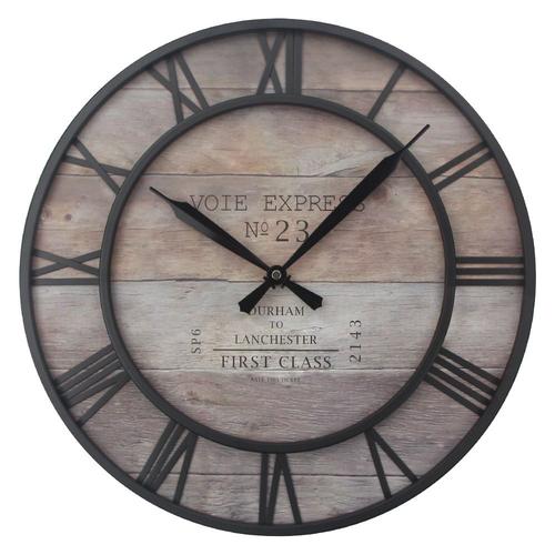 Horloge Pendule Murale Style Vintage - diamètre 39 cm - Coloris Marron cuivré Effet Vieilli