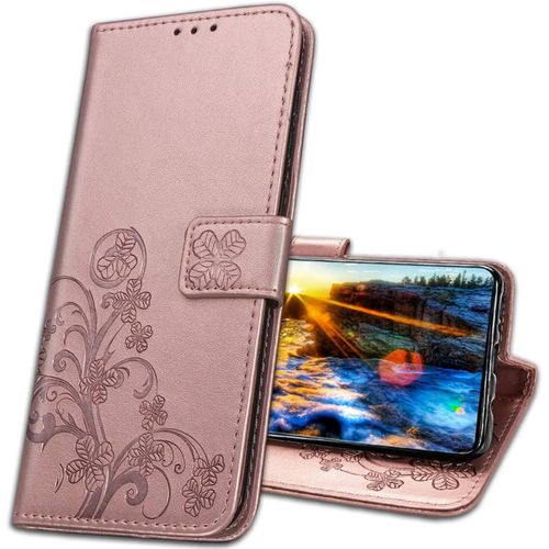 Coque Pour Xiaomi Redmi Note 9t, Housse En Cuir Xiaomi Redmi Note 9t 5g, Etui Telephone Xiaomi Redmi Note 9t Magnetique Etui Housse Pour Xiaomi Redmi Note 9t 5g. Luck Clover Rose Gold
