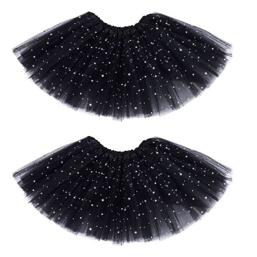 2x Vetements De Petite Fille Intelligente Jupon D'etoiles En Paillettes Jupe Tutu Moelleux De Danse De Ballet Noir