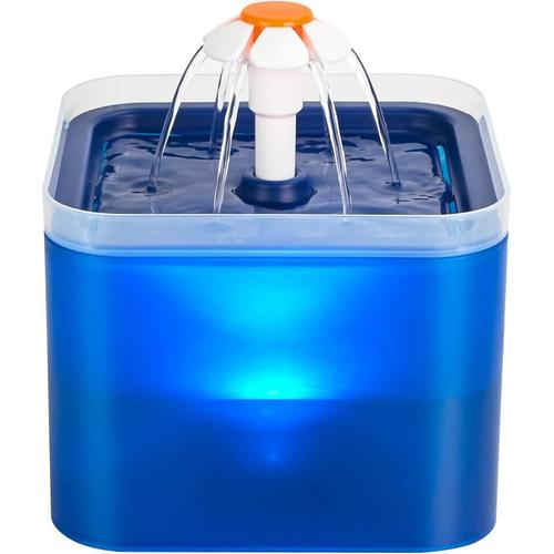 Fontaine A Eau Chat, Distributeur Eau Pour Chat Ultra Silencieux, Distributeur Eau Chat Avec Lumière Led, 2l Fontaine Chat, Avec Filtre À Charbon Actif Et Pompe À Eau(Bleu)