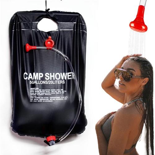 Sac de Douche Solaire Camping?Sac de Douche Solaire Pliable 20L Gallons?Sac de Bain Solaire en PVC avec Buse pour Voyages Camping Randonnée en Plein Air