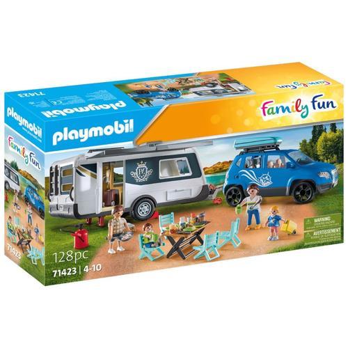 Playmobil Family Fun 71423 - Famille Avec Voiture Et Caravane