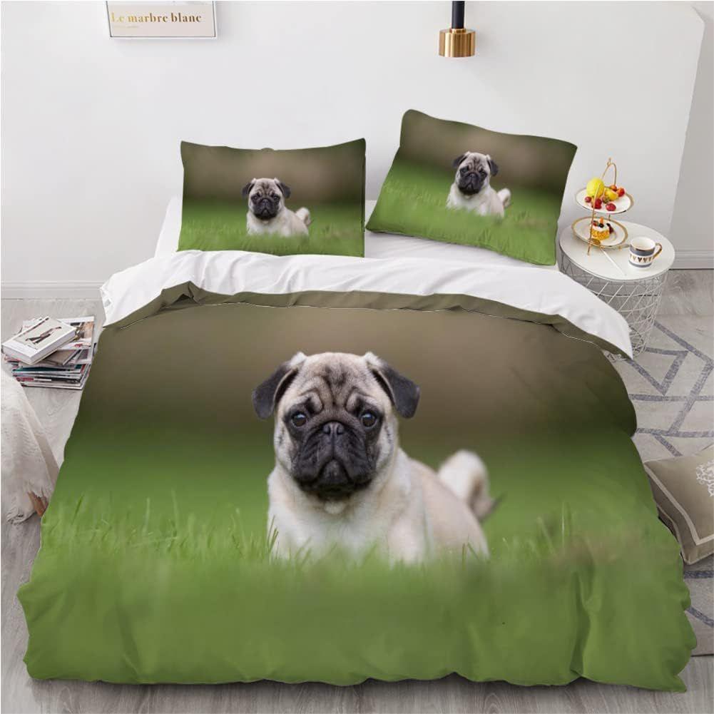 Housse de Couette 220x240 Chien Vert Herbe Parure de lit 220x240 Adulte  Microfibre Housse de Couette Ultra-Doux Parure Housse Couette 220x240 avec