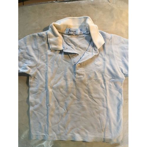 Polo Fille Ou Gaçon Jacadi Bleu Ciel Col Blanc Taille 6 Ans