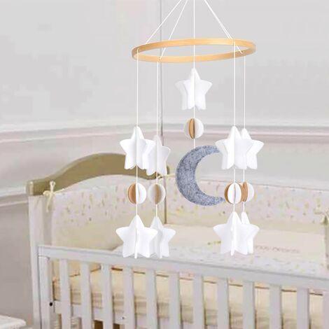 Z-C kueatily Bébé carillon éolien berceau 3D lune étoiles Mobile bébé  berceau feutre suspendu jeu Mobile pour les tout-petits enfants lit décor