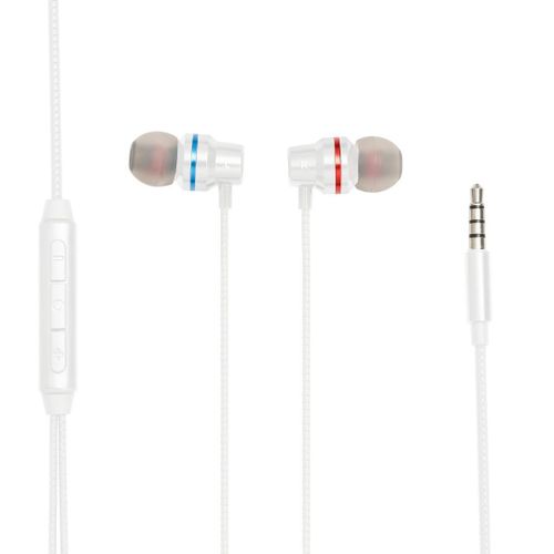 Ecouteurs WE avec micro 1.2m - jack 3.5mm , boitier de controle intégré au cable, BLANC