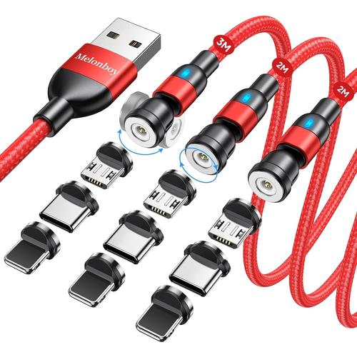 Câble Magnétique [2M/2M/3M] Chargeur Aimanté Chargeur Magnétique Nylon  Tressé USB C Cable Statik 360 Câble USB Type C Compatible avec Samsung  Galaxy S9 S10 Huawei P40 Xiaomi Sony (Rouge)