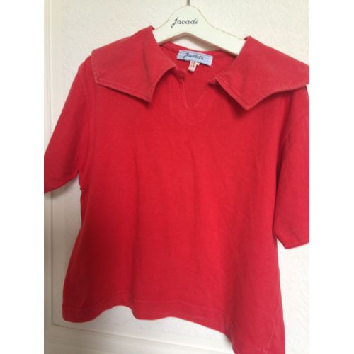 Haut Fille Rouge Style Marin &#34jacadi&#34 Taille 10 Ans
