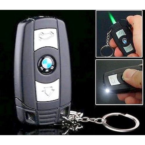 3 En 1: Lampe De Poche / Porte-Clé / Briquet Tempête (Jet Flamme) - Électronique, Rechargeable - En Forme De Télécommande Bmw -