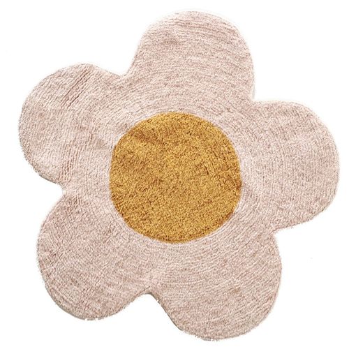 Tapis Enfant En Forme De Fleur En Coton Tufté Rose