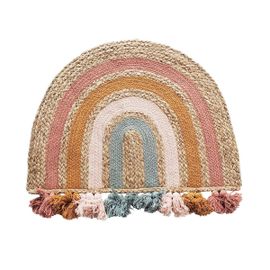 Tapis Enfant Arc-En-Ciel À Pompons En Jute