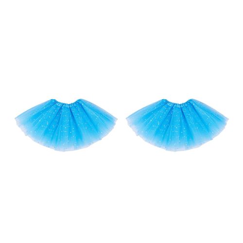 2x Vetements De Petite Fille Intelligente Jupon D'etoiles En Paillettes Jupe Tutu Moelleux De Danse De Ballet Bleu Clair